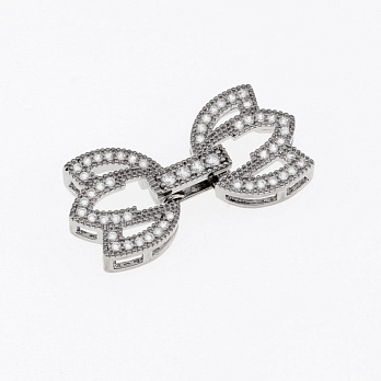 Застёжка, 25х13 мм, Латунь с покрытием Родий, Куб. цирконий (ZAM-055444)