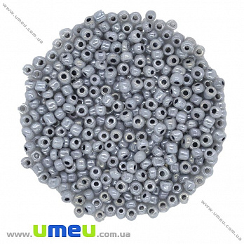 Бисер китайский крупный, 6/0, Серый перламутровый, 4 мм (BIS-015637)