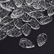 Бусины стеклянные, Листик, 18х11 мм, Прозрачные (BUS-059857)