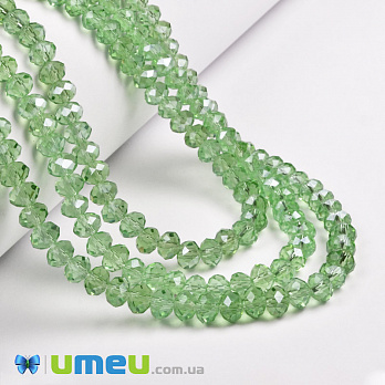 Намистини ронделі, 6х5 мм, Зелені (BUS-049340)