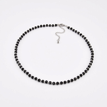 Чокер чорний, Намистини скляні, 36 см, Нерж сталь (BUS-058757)