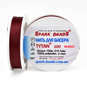Нитка для бісеру Титан 100, Бордова №2622, 100 м (MUL-010618)