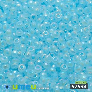 Бісер чеський №563 / 57534, Блакитний блідий райдужний, Перламутровий, 10/0 (BIS-009930)