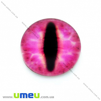 Кабошон скляний з принтом Око, 14 мм, Малиновий, Круглий (KAB-013653)