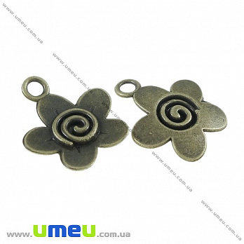Підвіска метал. Квітка, 21х18 мм, Антична бронза (POD-021087)