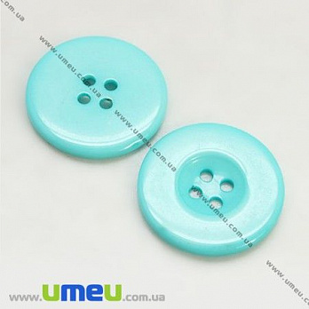 Пуговица пластиковая Круглая, 13 мм, Бирюзовая (PUG-008944)