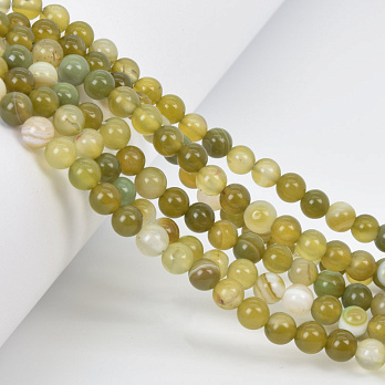 Намистини Агат оливковий, Натур. камінь, 6 мм, Круглі, 18 см (BUS-058051)