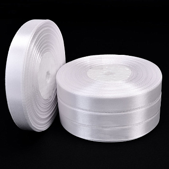 Атласная лента, 12 мм, Белая (LEN-052726)