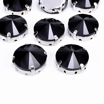 Шатон круглий 18 мм, Темне срібло, Чорний (KAB-052998)
