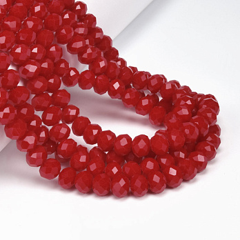 Бусины рондели, 8х6 мм, Красные (BUS-057139)
