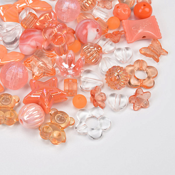 Намистини пластикові, Мікс помаранчевий (BUS-059567)