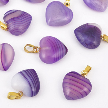 Подвеска Сердце, Натур. камень Агат фиолетовый, 18х15х10 мм (POD-057939)