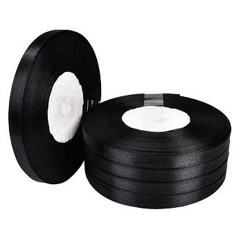 Атласна стрічка, 6 мм, Чорна (LEN-052830)