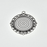 Основа кругла ажурна, 43х38 мм, 25 мм, Античне срібло (OSN-059468)