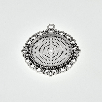 Основа круглая ажурная, 43х38 мм, 25 мм, Античное серебро (OSN-059468)
