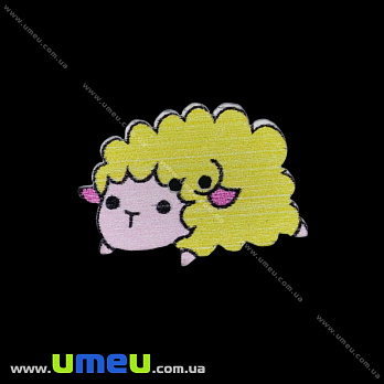 Декоративный пришивной элемент Овечка, 25х17 мм, Желтый (DIF-033421)