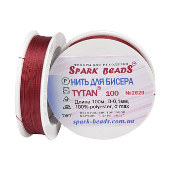 Нитка для бісеру Титан 100, Кармін №2620, 100 м (MUL-020525)