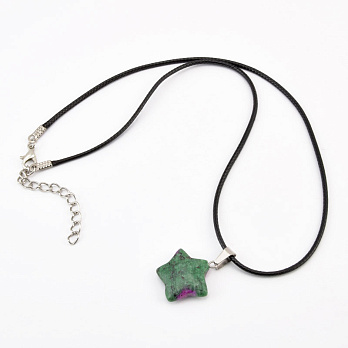 Підвіска на шнурку, Натур. камінь Рубін у цоїзиті (POD-058265)