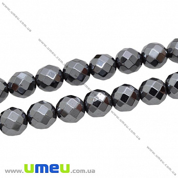 [Архів] Намистина натуральний камінь Гематит, 8 мм, Кругла гранована (BUS-005594)