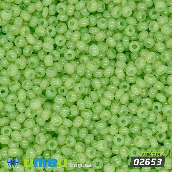 Бісер чеський №447/02653, Салатовий, Алебастровий, 10/0 (BIS-043802)