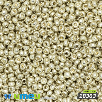 Бісер чеський №909 / 18303, Срібло, Металізований, 10/0 (BIS-019628)