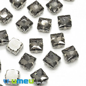 Шатон квадратний 8х8 мм, Темне срібло, Сірий (KAB-040996)