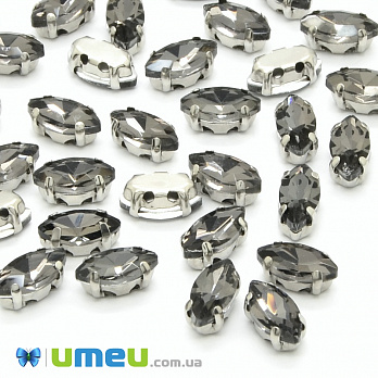 Шатон човник 12х6 мм, Темне срібло, Сірий (KAB-040702)