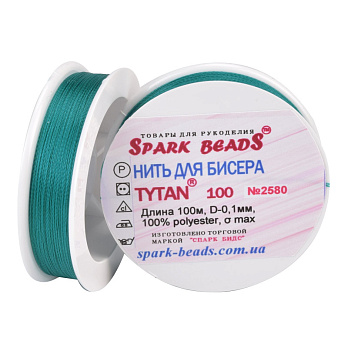 Нитка для бісеру Титан 100, Бірюзова №2580, 100 м (MUL-061353)