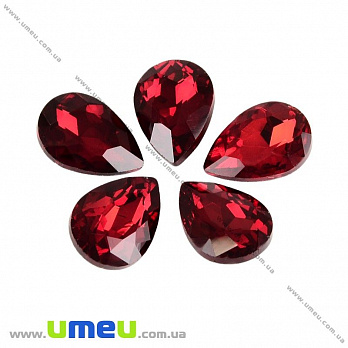 Ріволі скляний УЦЕНКА, Крапля гранована, 18х13 мм, Червоний (KAB-020621)