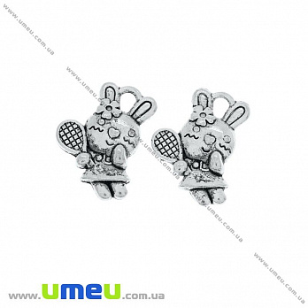 Підвіска метал. Зайчик, 16х11 мм, Античне срібло (POD-021105)