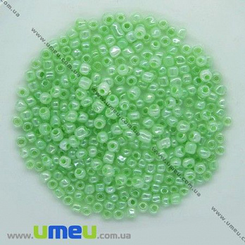 Бісер китайський великий, 6/0, Салатовий перламутровий, 4 мм (BIS-003657)