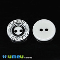 Пуговица пластиковая Круглая, 12,5 мм, Черно-белая (PUG-038668)