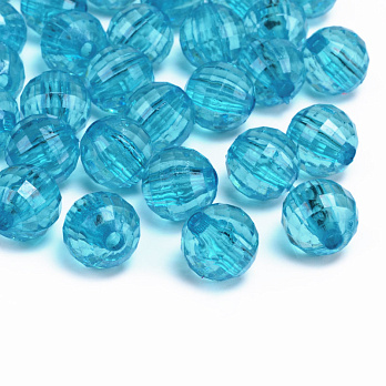 Намистини акрилові, Круглі грановані, 9,5 мм, Бірюзові (BUS-054538)