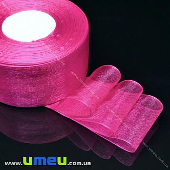 Лента из органзы, 40 мм, Малиновая (LEN-016607)