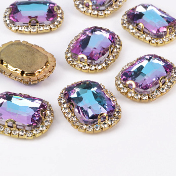 Шатон овальний 23,5х19 мм, Золото, Бузково-блакитний (KAB-053038)