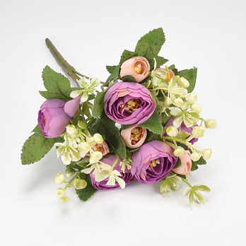 Букет камелії з добавками, 28 см, Бузковий (DIF-062190)