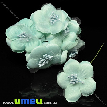 Квітка тканинна з фатином, 55 мм, М'ятний (DIF-033203)