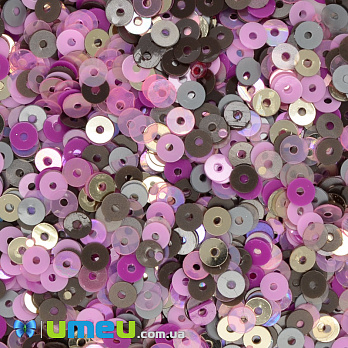 Пайетки Индия круглые плоские, 4 мм, Микс розовый (PAI-041431)