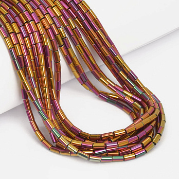 Намистини скляні, Циліндр, 4,5х2,5 мм, Ірис помаранчевий (BUS-057494)