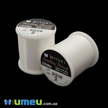 Нитка для бісеру Miyuki 02, Молочна, 50 м (MUL-045278)