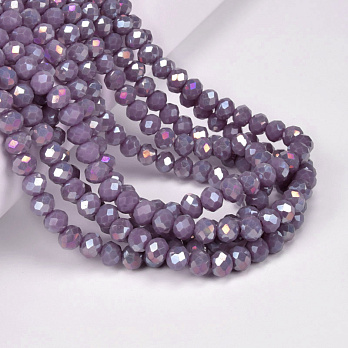 Бусины рондели, 6х5 мм, Сиреневые AB (BUS-057104)