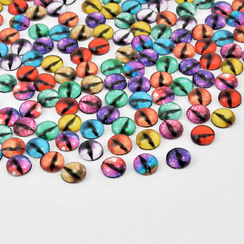 Кабошони скляні з принтом Око, 8 мм, Круглі, Мікс (KAB-057873)