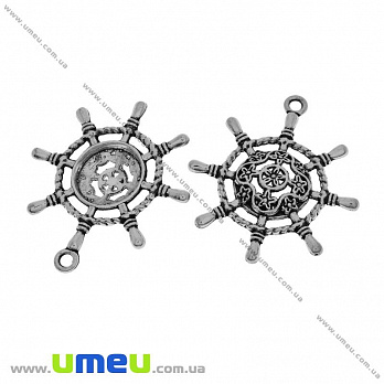 Підвіска метал. Штурвал, 38х34 мм, Античне срібло (POD-031491)