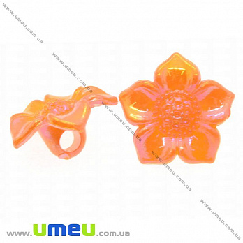 Гудзик пластиковий на ніжці Хризантема, 17х10 мм, Помаранчевий АВ (PUG-008914)