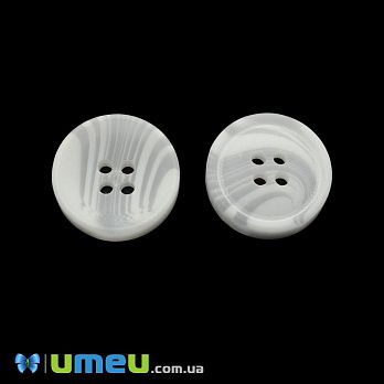 Гудзик пластиковий Круглий, 20 мм, Білий (PUG-046359)