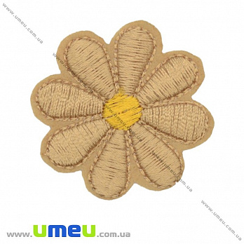 Термоаплікація Квіточка, 3,8 см, Бежева (APL-017439)