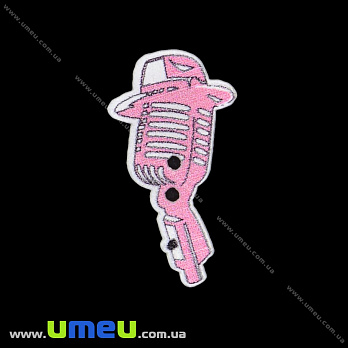 Декоративный пришивной элемент Микрофон, 28х15 мм, Розовый (DIF-033475)