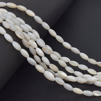 Намистини Перламутр кремовий, Натур. камінь, 8х4 мм, Рис (BUS-058129)