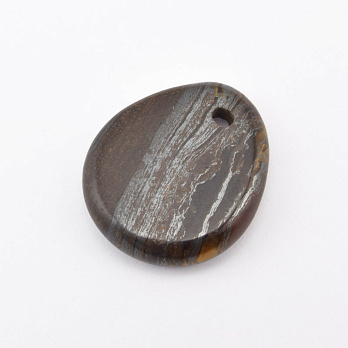 Підвіска Крапля плоска, Натур. камінь Тигрове око, 28х25 мм (POD-058654)
