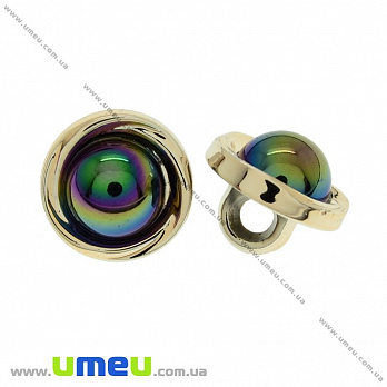 Гудзик пластиковий на ніжці з полубусіной, 12 мм, Ірис, Світле золото (PUG-021474)